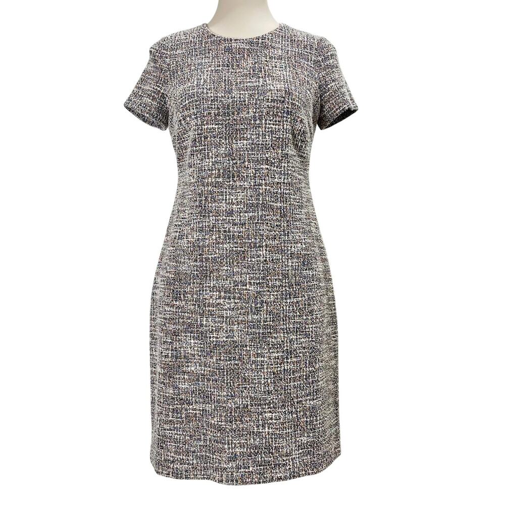 Calvin Klein Women's Tweed Sheath Mini Dress Multicolored Textured Knit Size 4